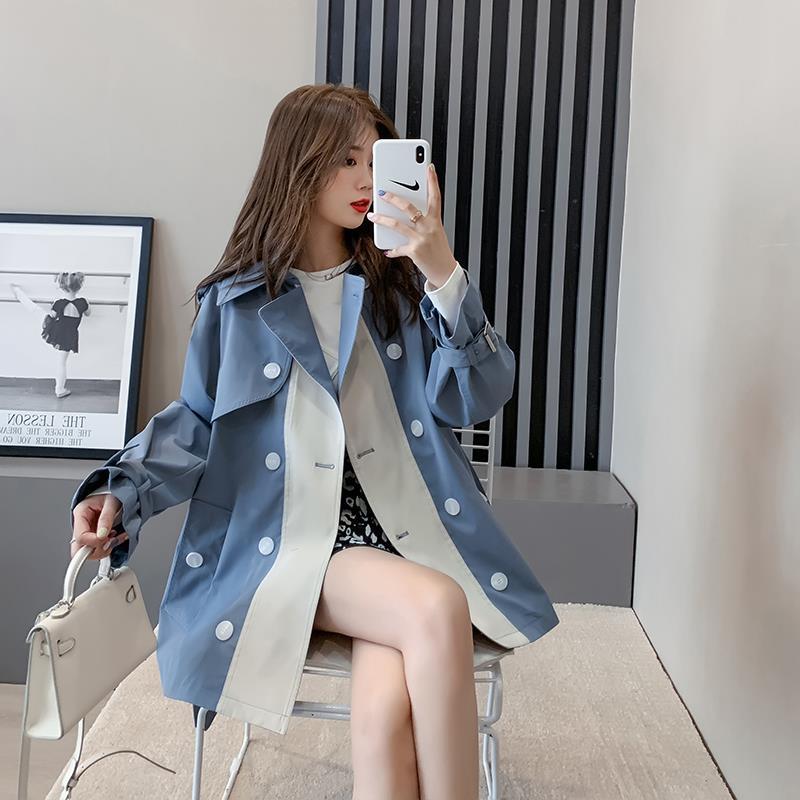 2023 spring and autumn new Korean style design feeling British style women's loose mid-length casual windbreaker coat tooling jacket