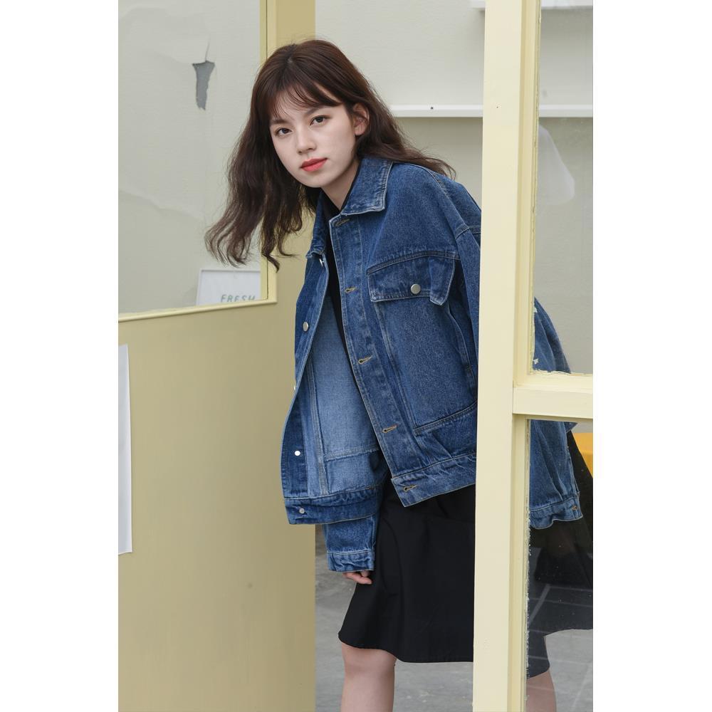Retro short denim jacket women loose spring and autumn 2022 Korean version autumn new trendy ins long-sleeved top BF