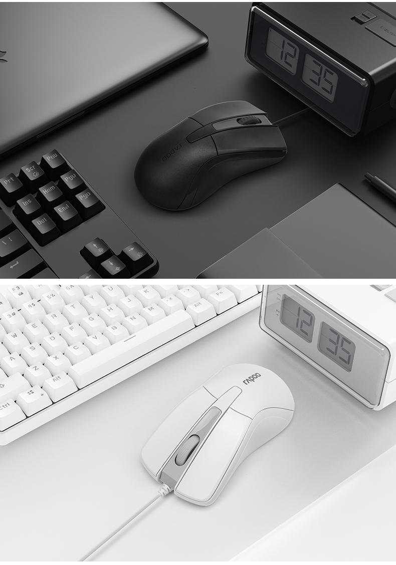 雷柏N1162有线鼠标静音无声商务办公游戏USB笔记本电脑mac通用