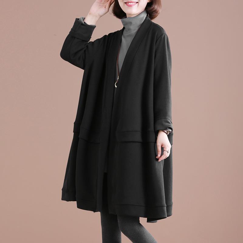 Fat sister plus size women's long-sleeved trench coat loose over the knee temperament slim mid-length cardigan autumn and winter new