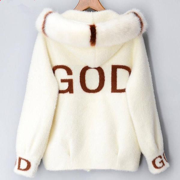 Thickened] mink like small coat women's autumn dress 2020 new short sweater hooded student's knitted cardigan
