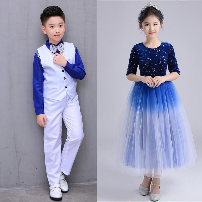 兒童合唱服初中生小學生詩歌朗誦歌詠比賽男女童舞台舞蹈服大合唱