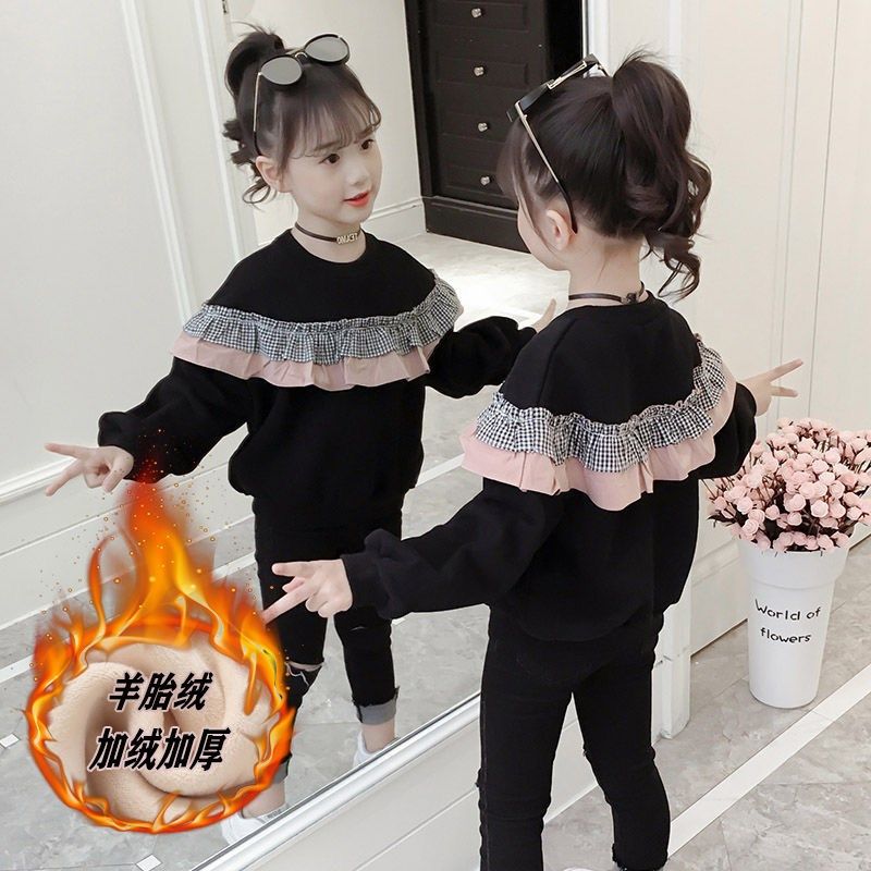 女童秋冬装卫衣韩版时尚2023新款洋气休闲加绒儿童时髦女孩上衣潮