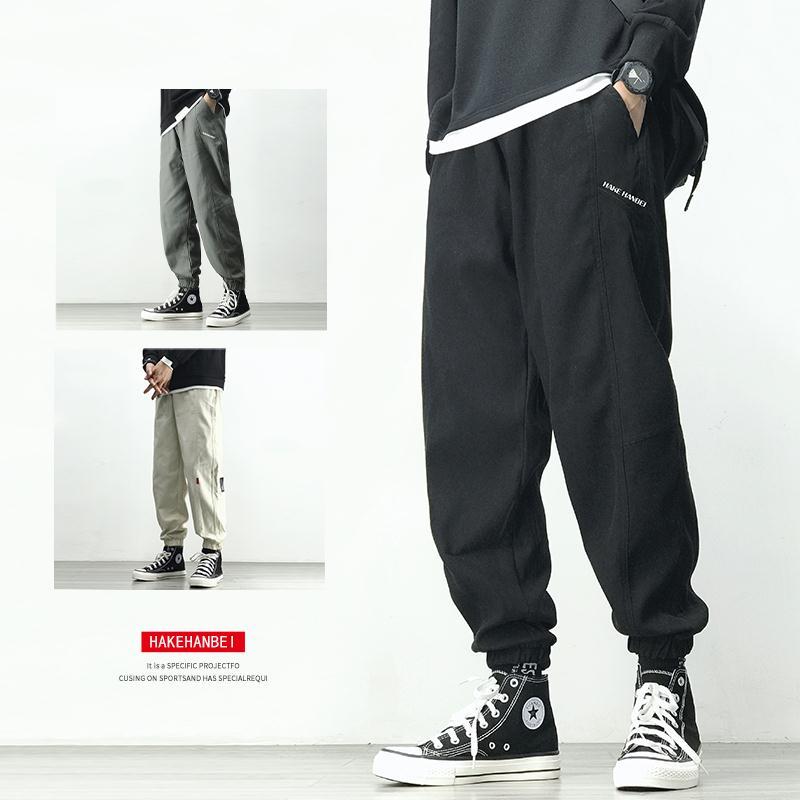 Japanese legged casual pants for men's loose autumn and winter oversized Plush workwear pants for men's Korean version