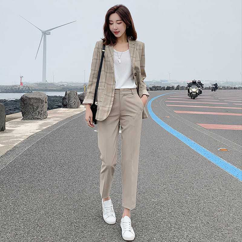 Suit pants women's straight loose spring and autumn popular women's trousers new cropped professional harem pants small feet casual trousers trousers