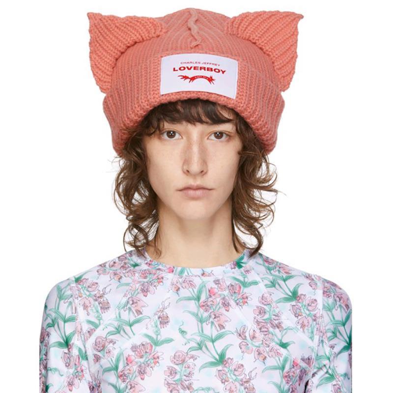 Piggy Cat Ears Hat Cute Trendy Brand Korean Version Japanese Loverboy Men's and Women's Autumn and Winter Wool Hats Knitted Hats