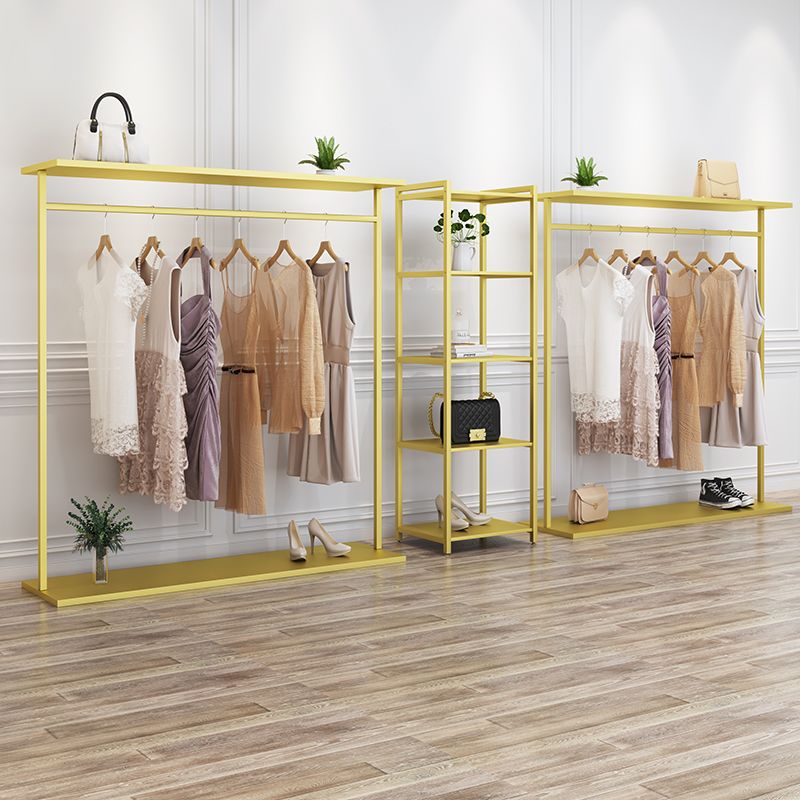 服装店专用展示架女装店货架陈列架金色挂衣杆中岛架衣服架子落地