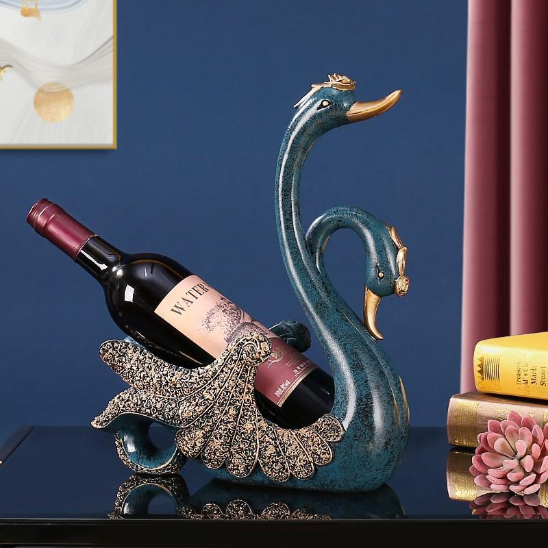 雅尊(yazun)欧式酒柜装饰品摆件家居饰品客厅玄关天鹅红酒架摆