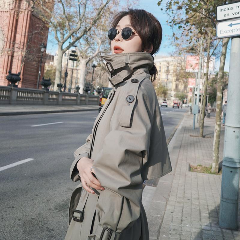 Windbreaker women's middle and long autumn 2020 new Korean loose British style fashionable small coat coat