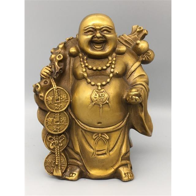 纯铜弥勒佛摆件黄金袋弥勒佛大肚佛铜佛像中式笑面佛财源滚滚装饰