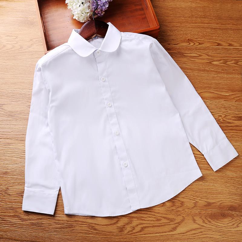 Children's shirt girls autumn and winter plus velvet pure white shirt primary and middle school students school uniform round lapel girls college style new