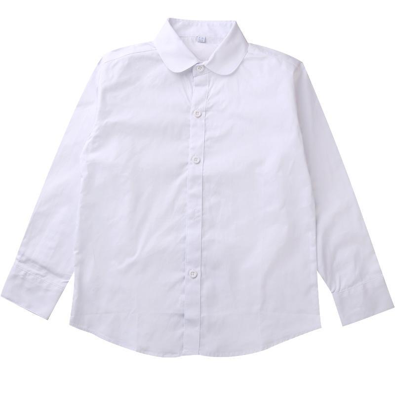 Children's shirt girls autumn and winter plus velvet pure white shirt primary and middle school students school uniform round lapel girls college style new