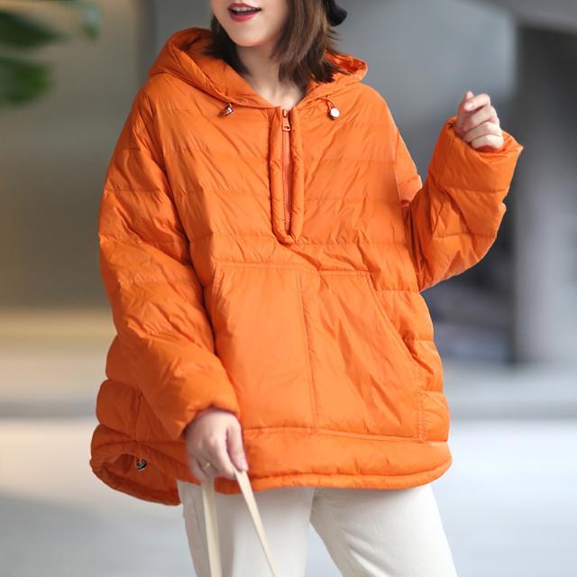 冬季胖mm輕薄保暖外套寬鬆大碼時尚連帽套頭減齡羽絨棉服女衛衣潮
