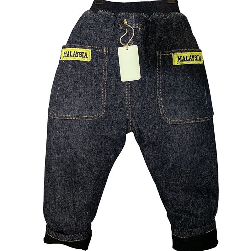 Children's jeans winter new baby fleece thickened pants small and medium-sized children's trousers jeans carrot pants trendy