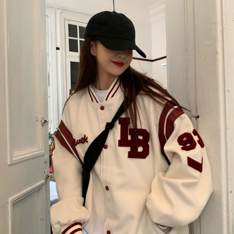 Baseball Jacket Women's autumn winter 2020 new thickened loose Korean versatile sweater jacket