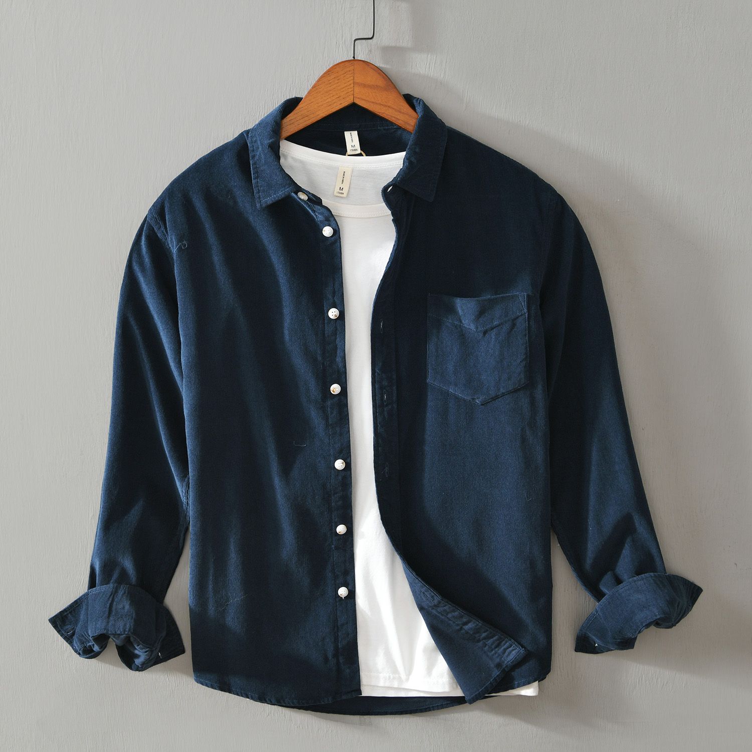 衬衫秋季衬衣宽松纯棉长袖灯芯绒条绒