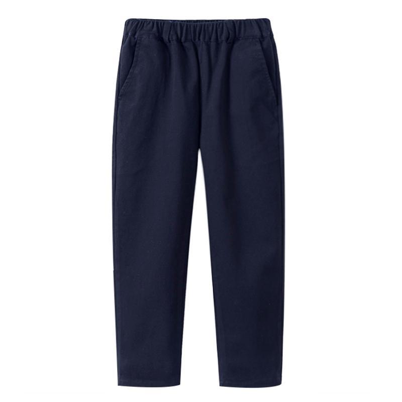 Boys' sports pants plus velvet thickened trousers girls navy blue pants children's primary school school pants dark blue