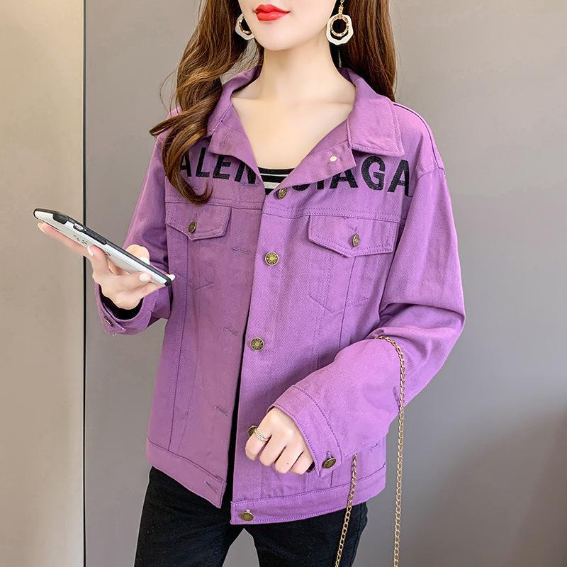 Denim jacket women's spring and autumn net red new casual loose Korean version all-match candy color top women's fashion