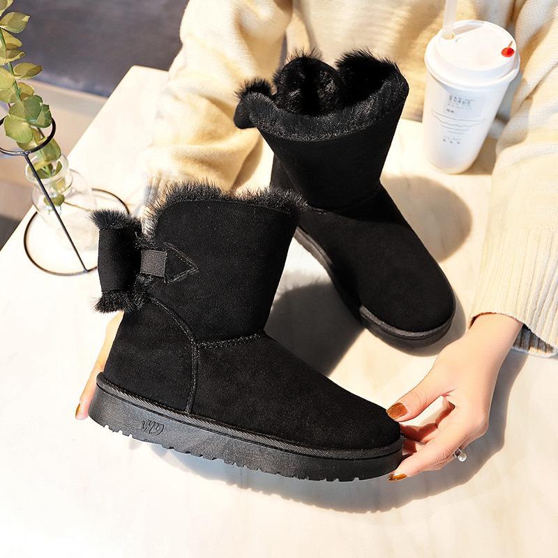 冬季新款雪地靴女加绒保暖短靴防滑软底学生棉鞋女