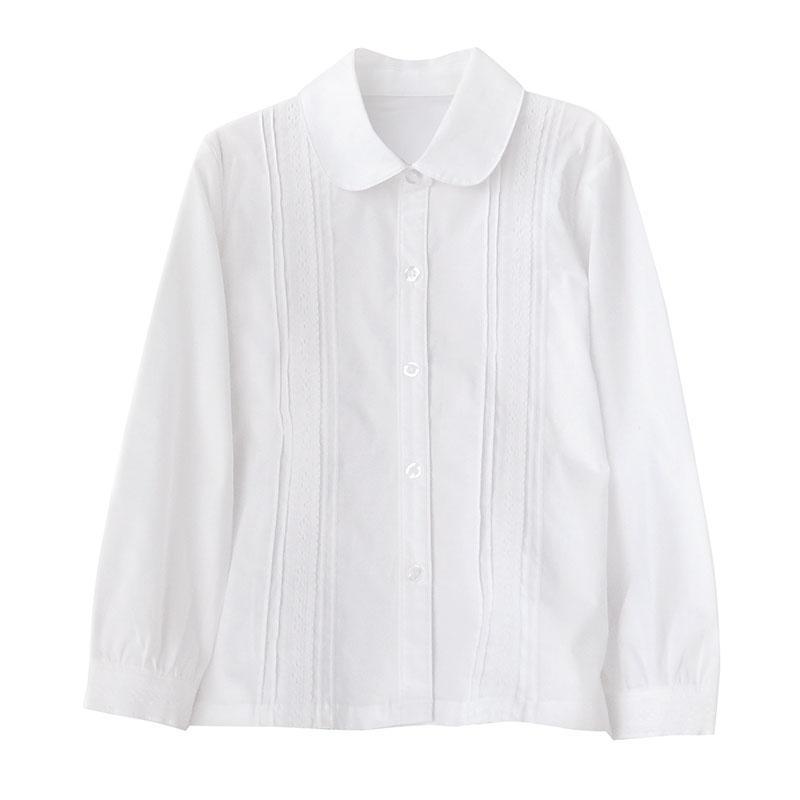 Girls' white shirt long-sleeved school uniforms for primary and middle school students in colleges and universities Children's performance clothing children's shirts