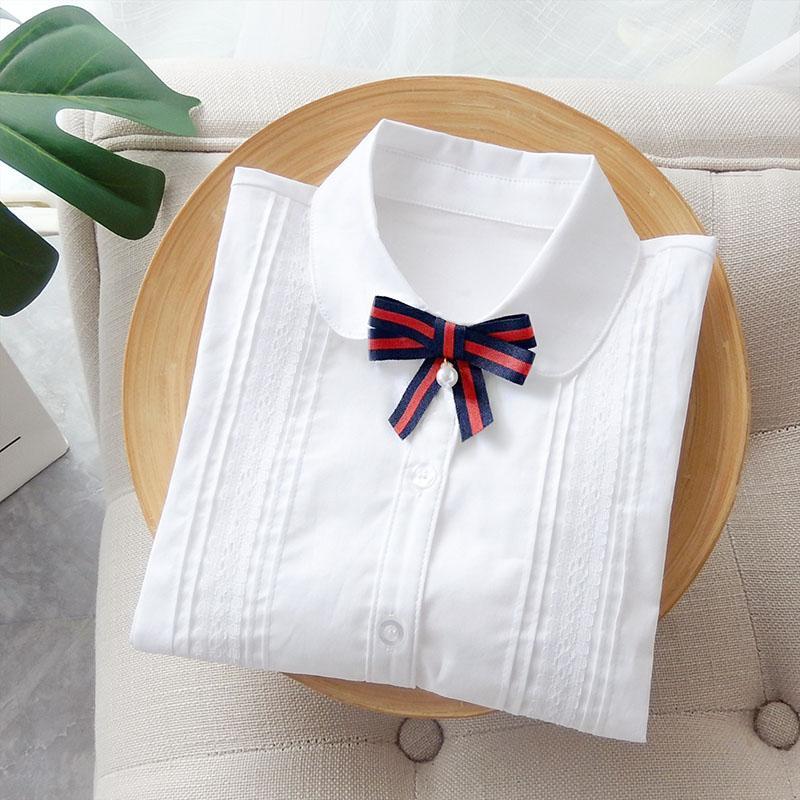 Girls' white shirt long-sleeved school uniforms for primary and middle school students in colleges and universities Children's performance clothing children's shirts