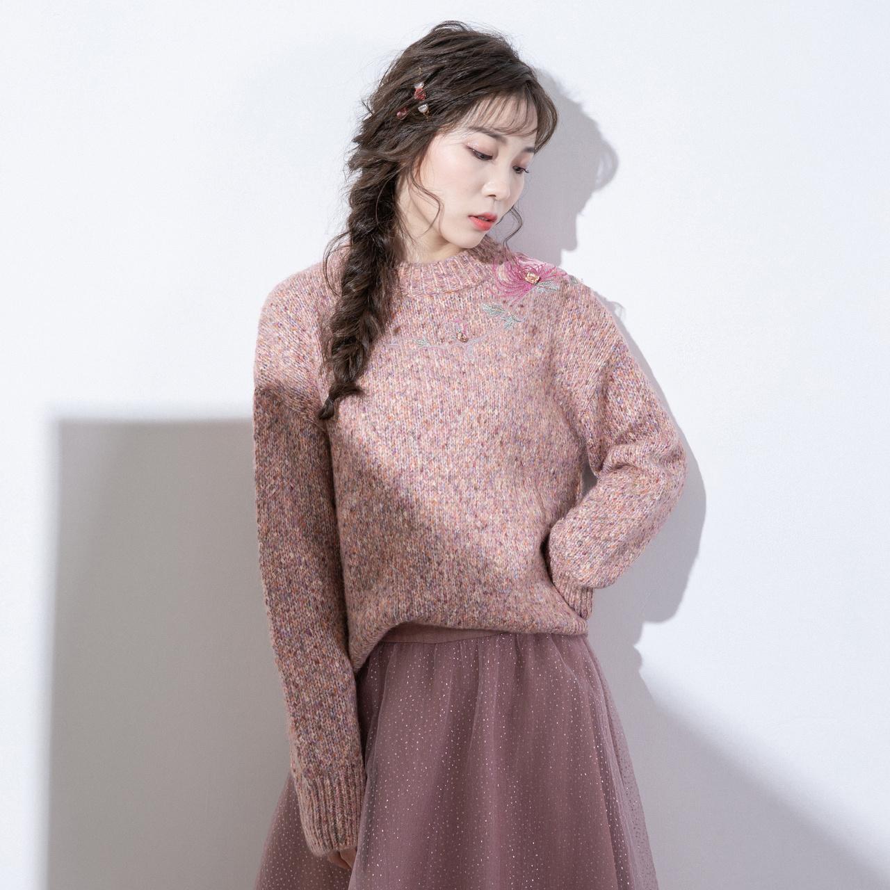 烟花烫毛衣女2020宽松慵懒风新品秋冬复古文艺糖果色上衣sd 痕至