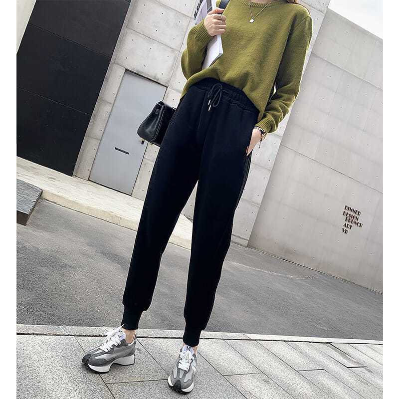 Sportswear women's autumn and winter new Korean high waist casual pants loose, versatile, legged and flannel pants, Harun radish pants fashion