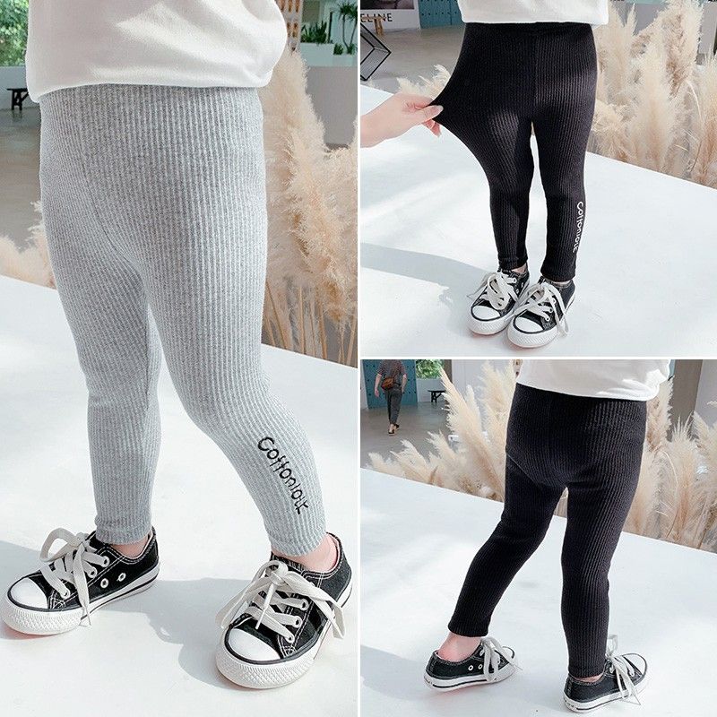 Spring and autumn wear new Zhongda children's pit bottom pants, girl baby foreign style tight children's elastic long pants