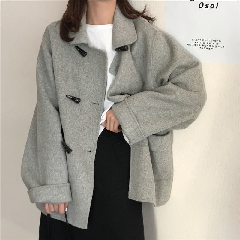 Small woollen coat for women autumn winter 2020 new Korean loose medium length Mori worsted Hepburn coat