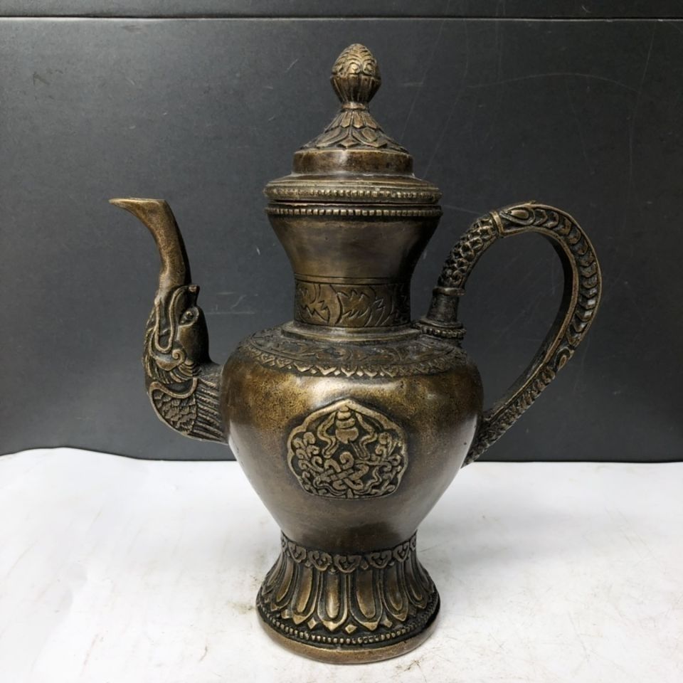 纯铜酒壶龙壶龙头壶仿古铜茶壶水壶茶具酒具家居风水工艺礼品摆件【3