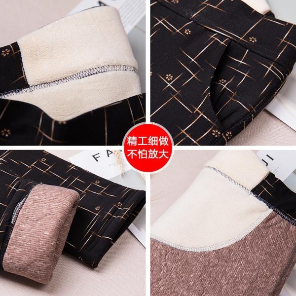 Middle-aged mother winter style plus velvet thick outer wear flower cotton pants loose mother-in-law middle-aged and elderly women's camel hair warm pants