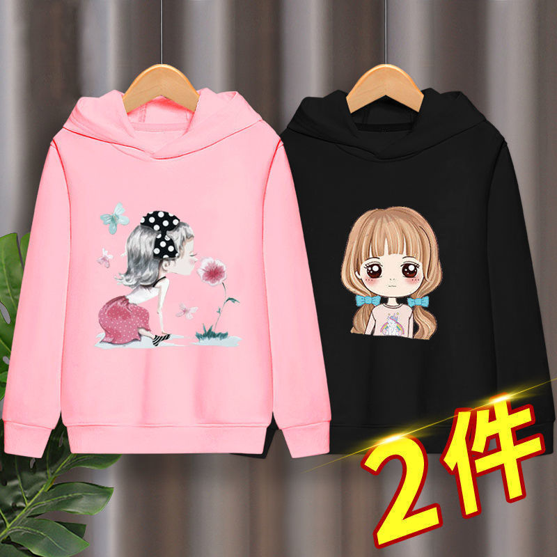 女童春秋薄款衛衣2023小女孩新款小學生連帽衛衣時尚休閒長袖童裝