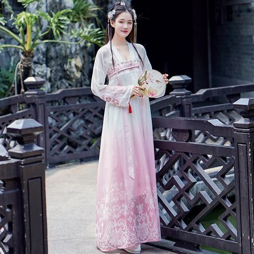 性感汉服武媚娘古装女汉服夏天穿的风汉素正版汗服装齐胸复古飘逸