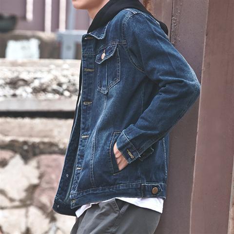 2023 Spring and Autumn Hong Kong Style Dark Blue Denim Jacket Men's Korean Style Student Handsome Clothes Trend Loose Jacket Trendy Brand Coat