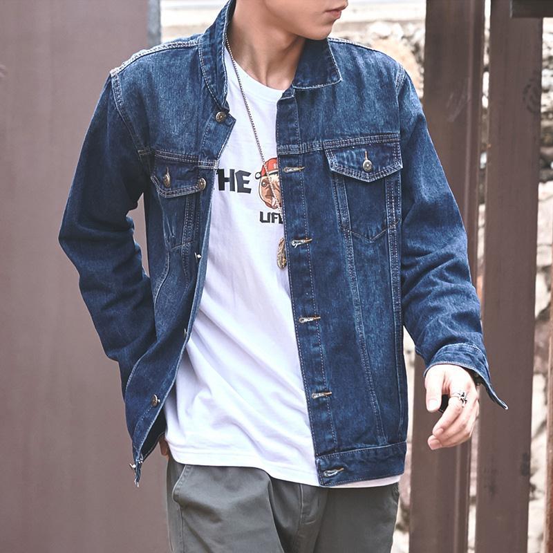 2023 Spring and Autumn Hong Kong Style Dark Blue Denim Jacket Men's Korean Style Student Handsome Clothes Trend Loose Jacket Trendy Brand Coat