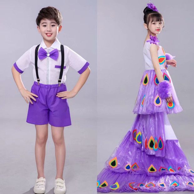 兒童環保服裝幼兒園親子時裝秀走秀演出服半成品diy手工材料自製