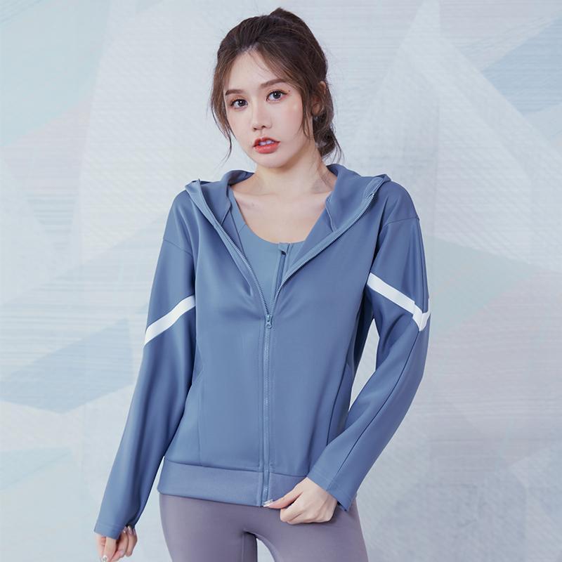 Sports jacket women's spring hooded running training fitness top loose zipper cardigan casual long-sleeved yoga clothing