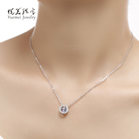 悦美珠宝S925纯银项链女锁骨链水晶吊坠送送女朋友情人的生日礼物