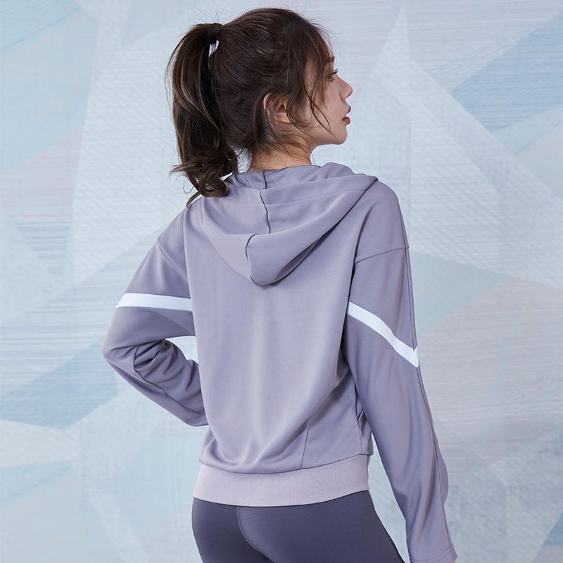Sports jacket women's spring hooded running training fitness top loose zipper cardigan casual long-sleeved yoga clothing