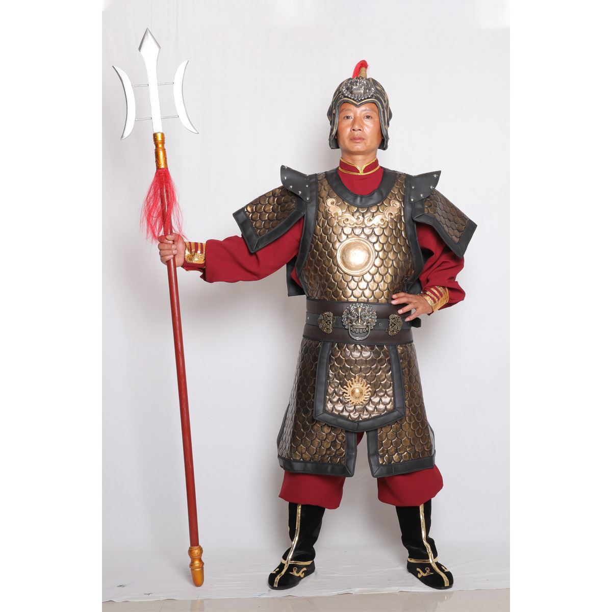 古代将军盔甲铠甲战袍可穿真人金属舞台影视表演服装士兵服男道具