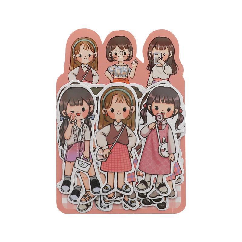 Characters wear PVC stickers cute girl boy girl hand account material mobile phone insulation water cup hand account stickers