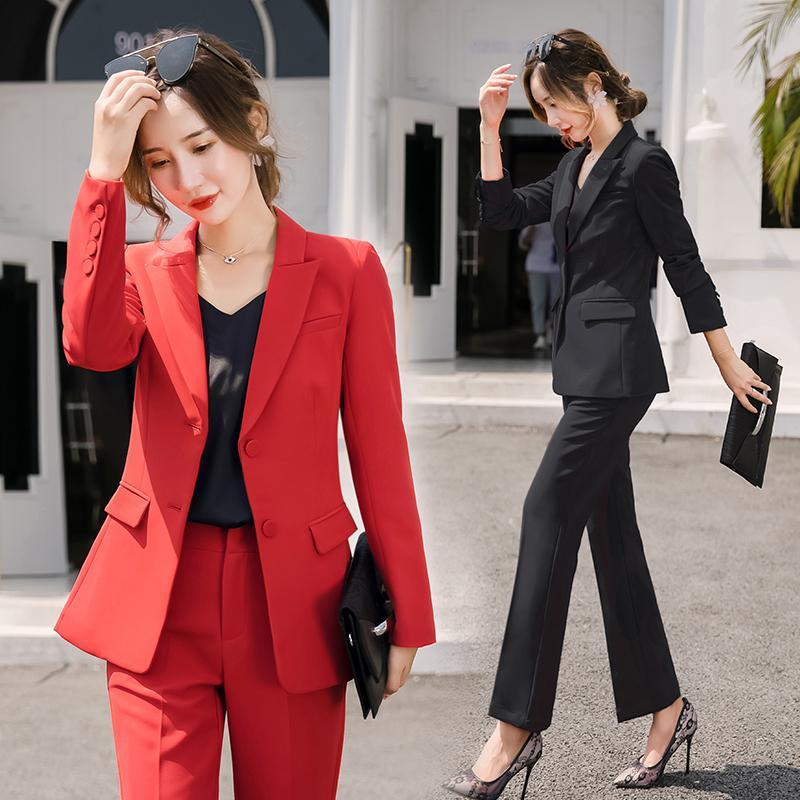 红色西装套装女高端职业气质女神范小西服韩版正装时尚上班工作服【3