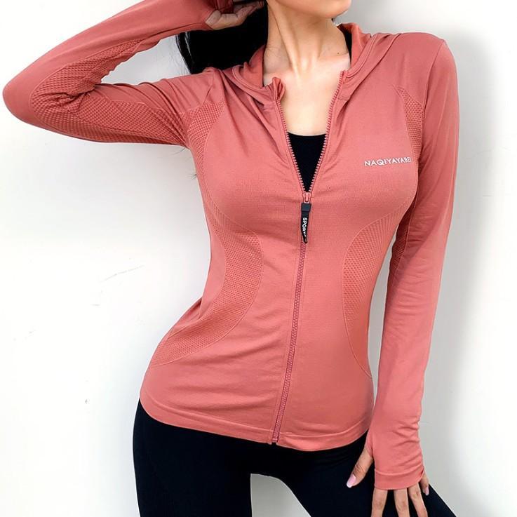 健身瑜伽服女運動外套拉鏈緊身跑步帽衫立領開衫長袖速幹上衣女