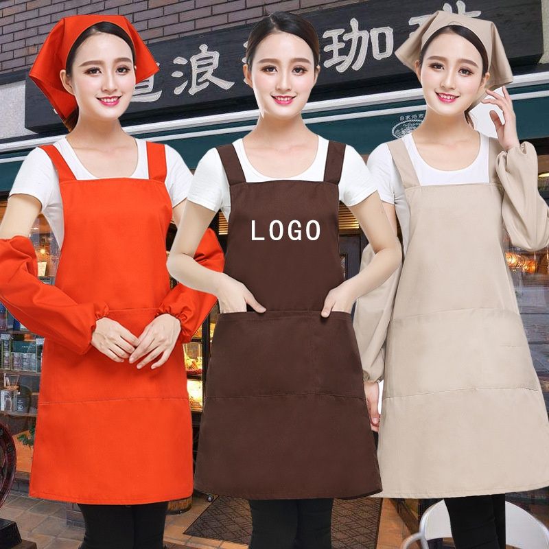 广告围裙定制logo韩版涤棉围裙咖啡奶茶美甲超市男女服务员工作服