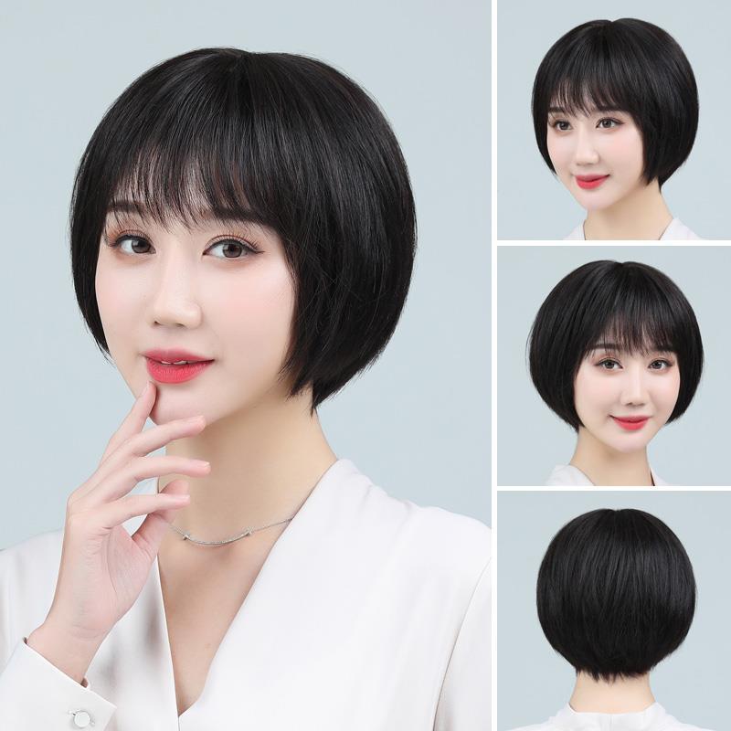 【品牌】瑞贝卡真发波波头假发女短发齐刘海中分bobo头修脸自然蓬