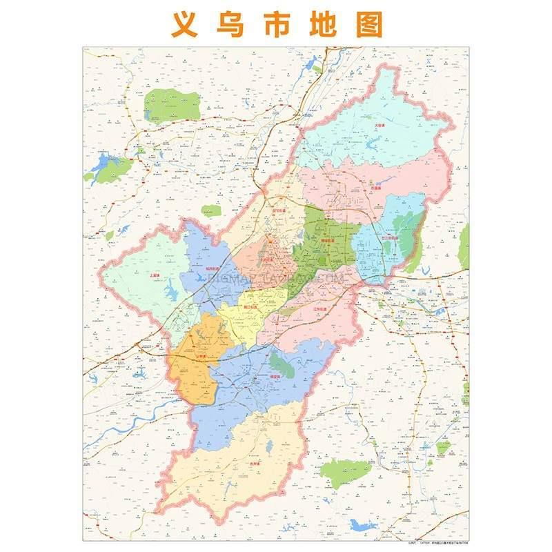义乌市行政区划地图2021高清定制城市交通卫星影像办公会议室挂图