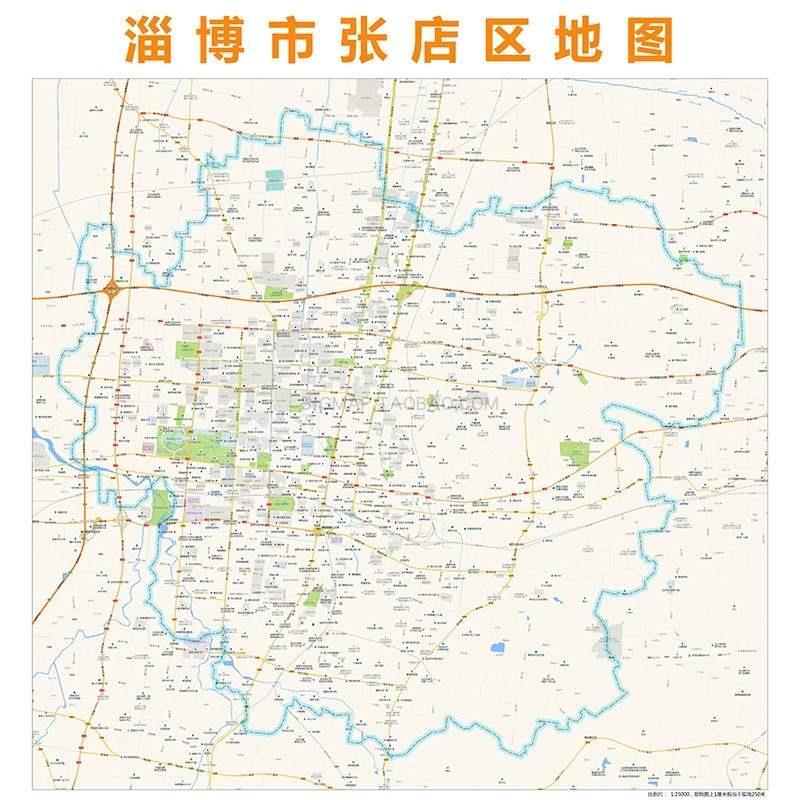 淄博市张店区街道地图高清定制办公会议室挂图城市2021年1月更新