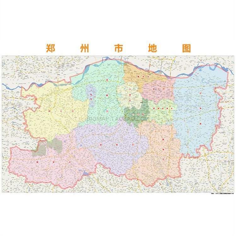 郑州市行政区划地图2021高清定制城市交通卫星影像办公会议室挂图