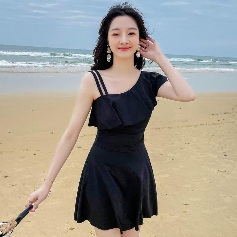 2023 swimsuit Korean version sexy one-piece boxer cover belly slim skirt hot spring slim conservative student swimsuit female