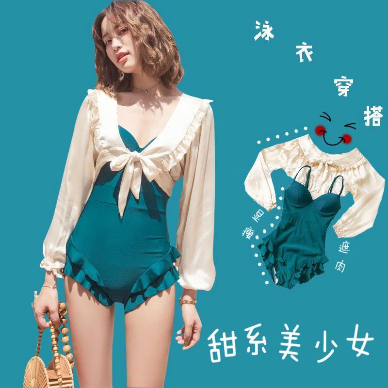 Swimsuits cover the belly to show thin fairy fan conjoined Korean ins super fairy new women's swimsuits